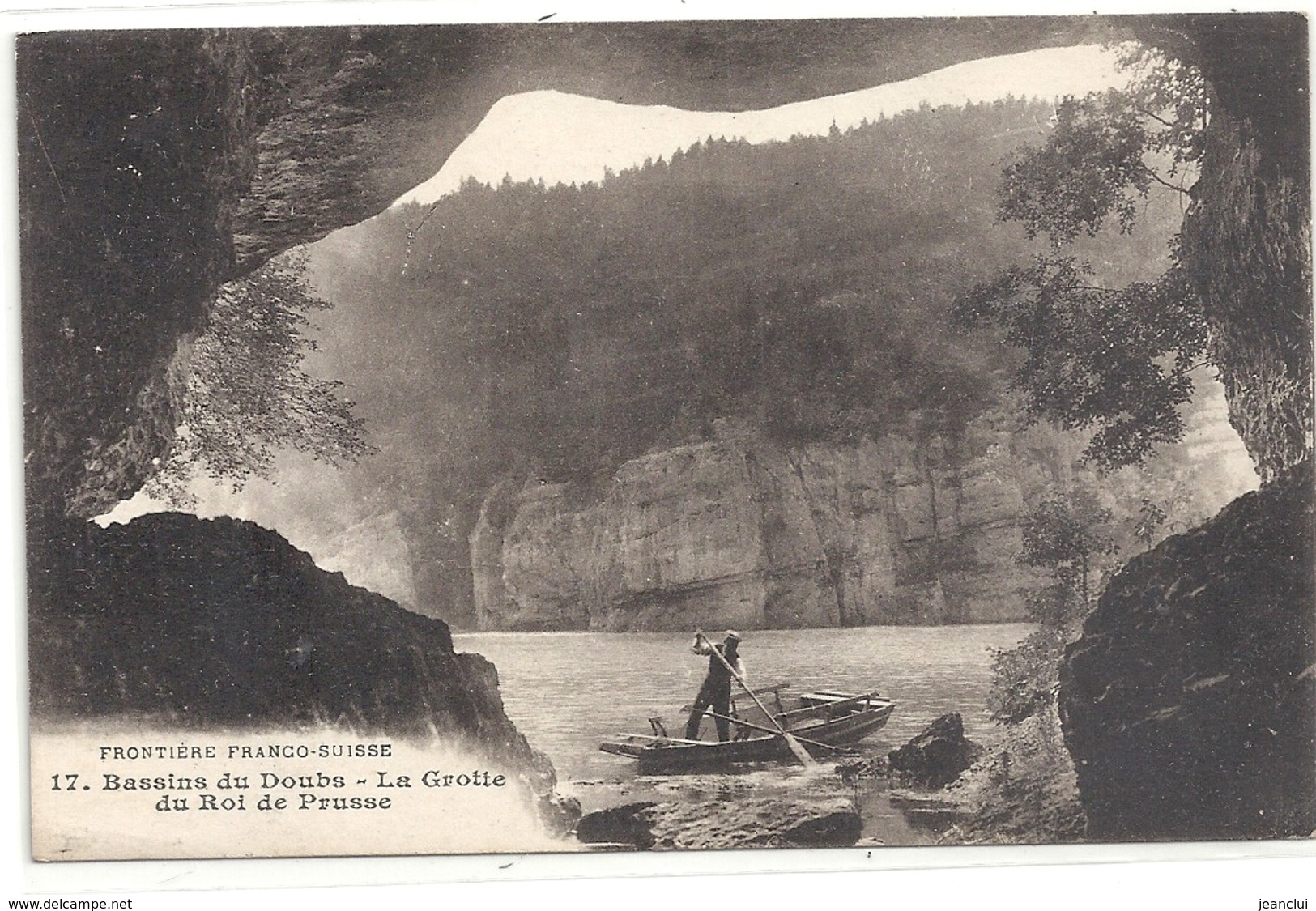 FRONTIERE FRANCO SUISSE .17. BASSINS DU DOUBS . LA GROTTE DU ROI DE PRUSSE  . ECRITE LE 23-1-1918 - Autres & Non Classés