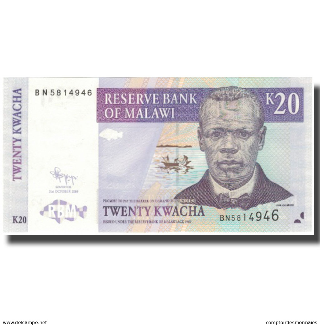 Billet, Malawi, 20 Kwacha, 2009, 2009-10-31, KM:52d, NEUF - Malawi