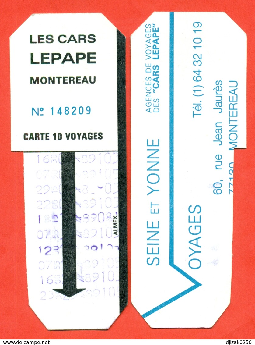 France 1989. City Montereau. Ticket For 10 Trips In The Bus. - Europe