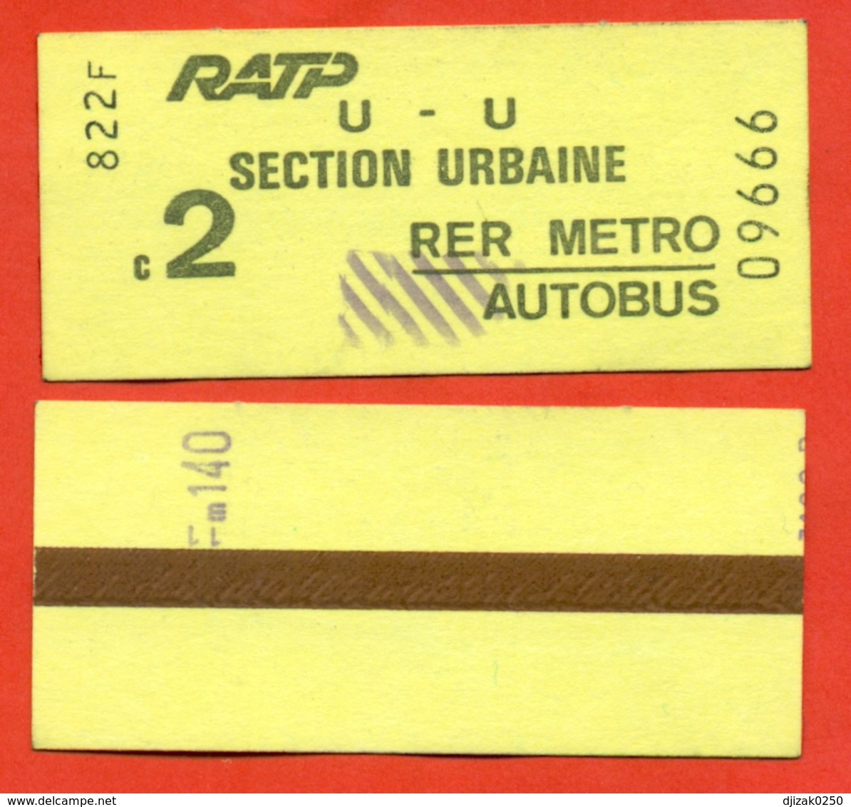 France 1989. City Paris. Ticket In The Bus, Subway, RER. - Europe