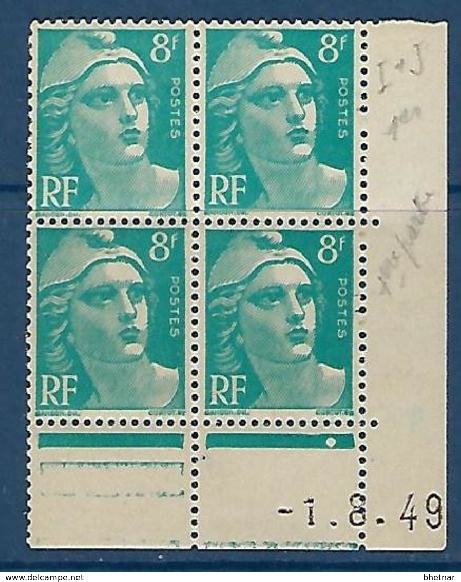 FR Coins Datés YT 810 " Gandon 8F Bleu " Neuf** Du 1.8.49 - 1940-1949