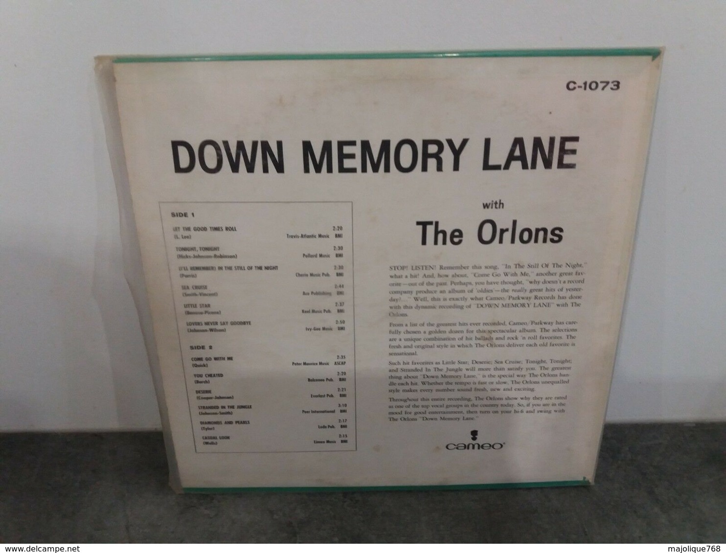 Down Memory Lane With The Orlons - Cameo C61073 - 1963 Vinyl LP Mono Original USA - - Soul - R&B