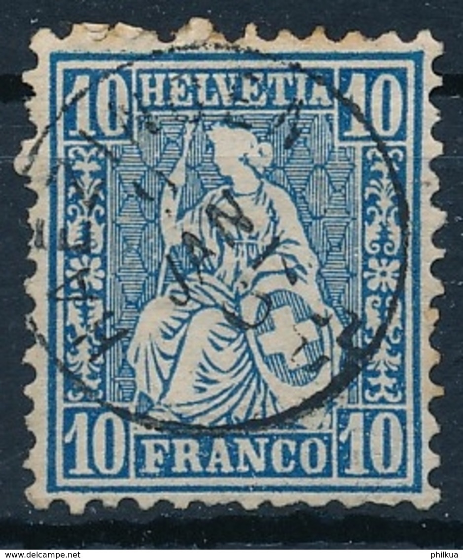 31 / 23 Sitzende Helvetia 10 Rappen Mit Fingerhut Stempel HAEZINGEN (Häzingen) - Gebruikt