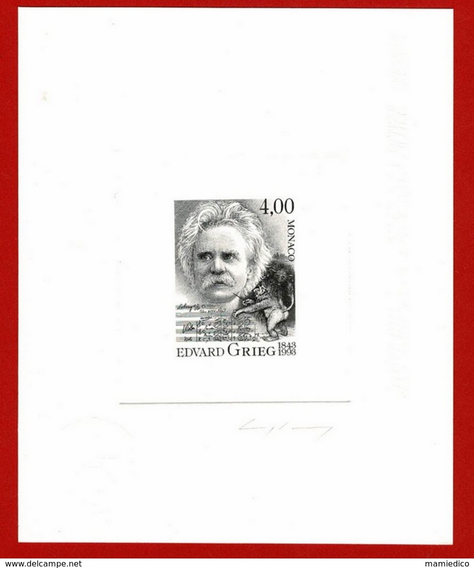 Pierre ALBUISSON  2e Graveur Mondial(contrôle:Imprimerie Des Timbres-Poste Cachet Sec) GravureTimbre MONACO Edward GRIEG - Autres & Non Classés