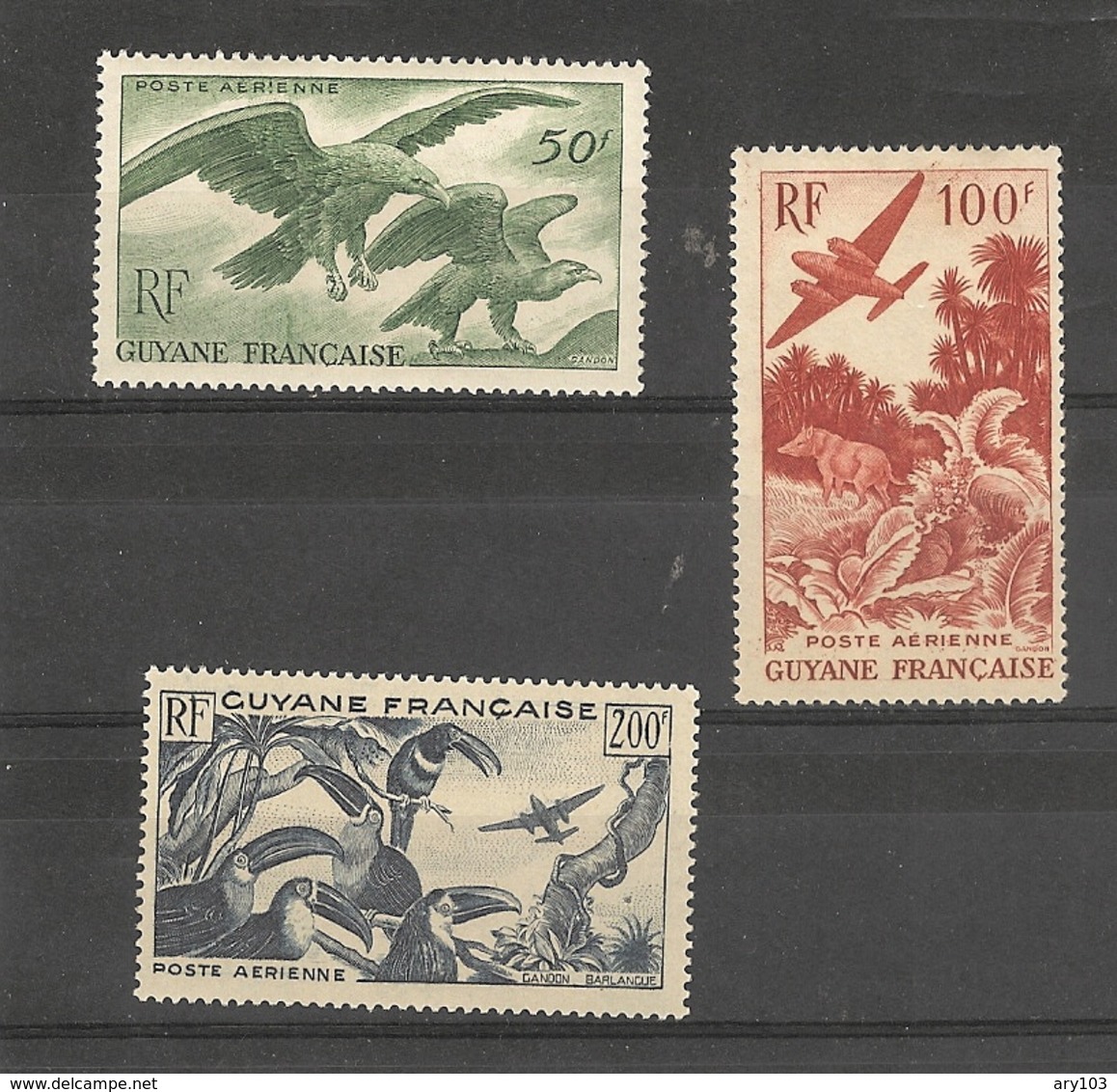 Guyane Française_  Poste Aérienne N° 40 /42  (1947 ) - Sonstige & Ohne Zuordnung