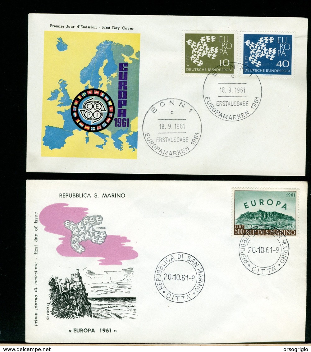 EUROPA CEPT 1961 - FDC - GERMANIA - SAN MARINO - Instituciones Europeas