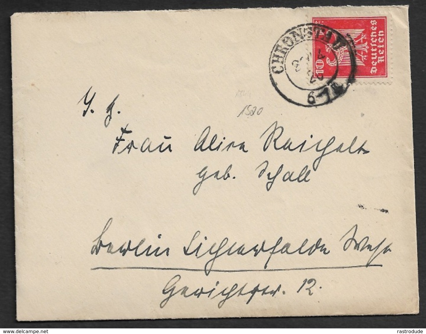 1926 DR  BRIEF  - CHRONSTAU K2 Auf 10Pfg - 27.4.26 ( OBERSCHLESIEN ) - Briefe U. Dokumente