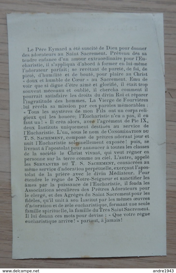 IMAGE PIEUSE - Le R.P. Pierre-Julien Eymard - Né: 1811 / Décédé: 1868 - Voir 2 Scans. - Images Religieuses