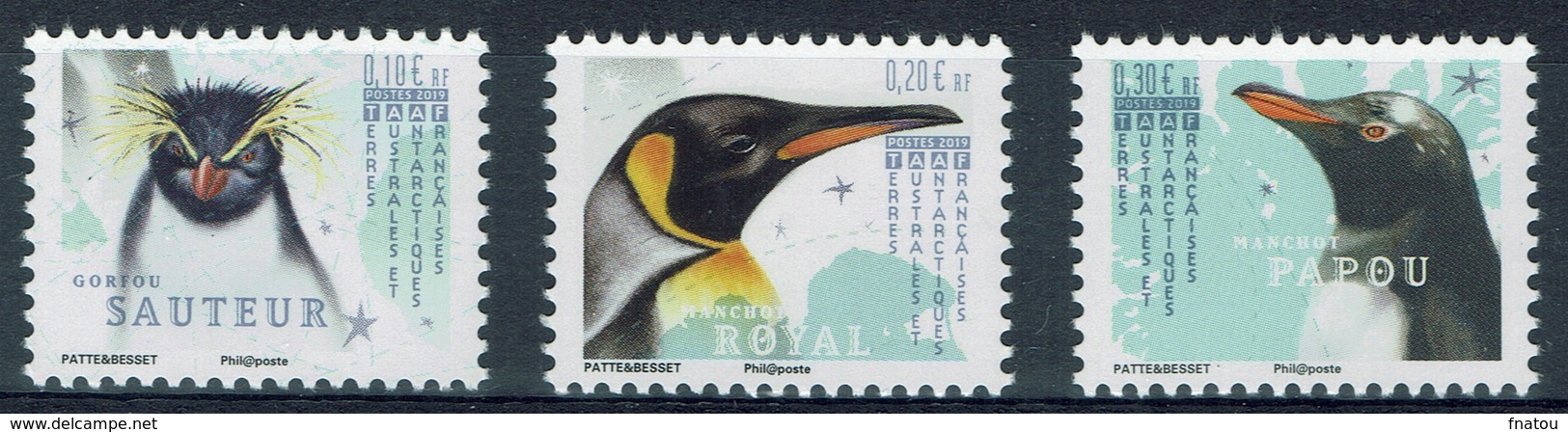 French Antarctic (FSAT), Penguins, 2019, MNH VF  Complete Set Of 3 - Neufs