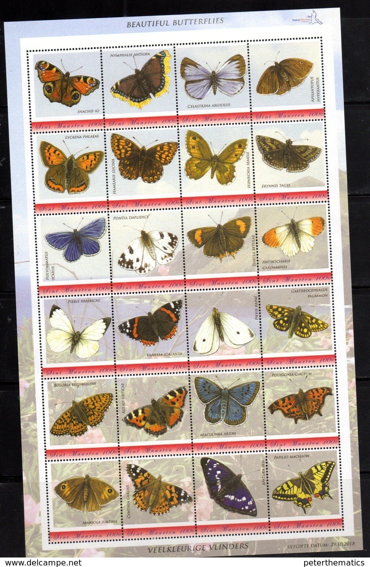 ST. MAARTEN , 2018, MNH,BUTTERFLIES, MOUNTAINS, SHEETLET OF 24v - Butterflies