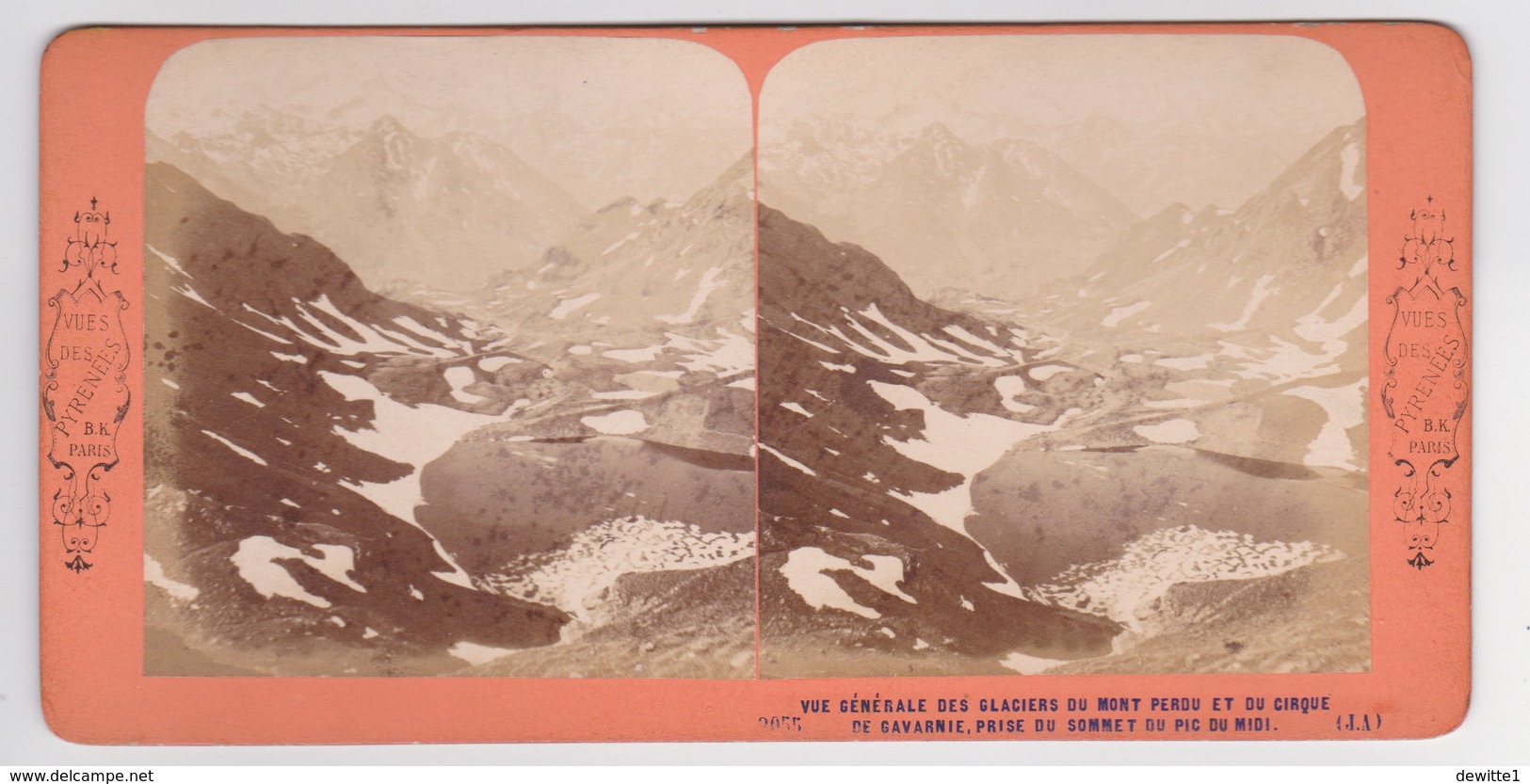 Stereoscopische Kaart.   Vue Générale Des Glaciers Du Mont Perdu Et Du Cirque De Gavernie ,prise Du Sommet Du Pic Du Mi - Stereoscope Cards