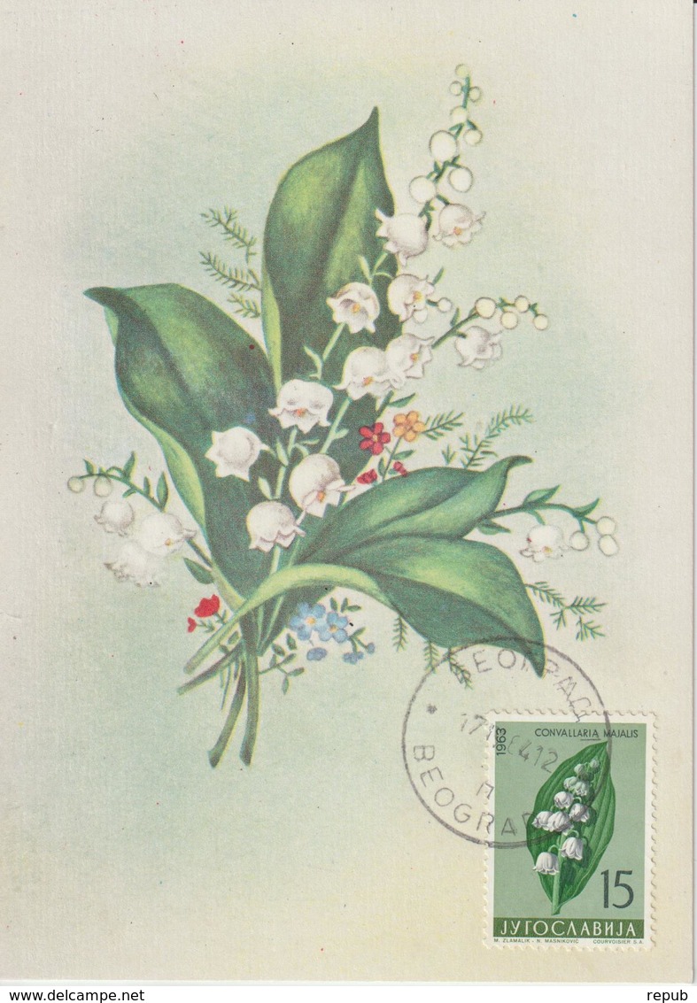 Yougoslavie Carte Maximum Fleurs 1963 Muguet 931 - Cartes-maximum