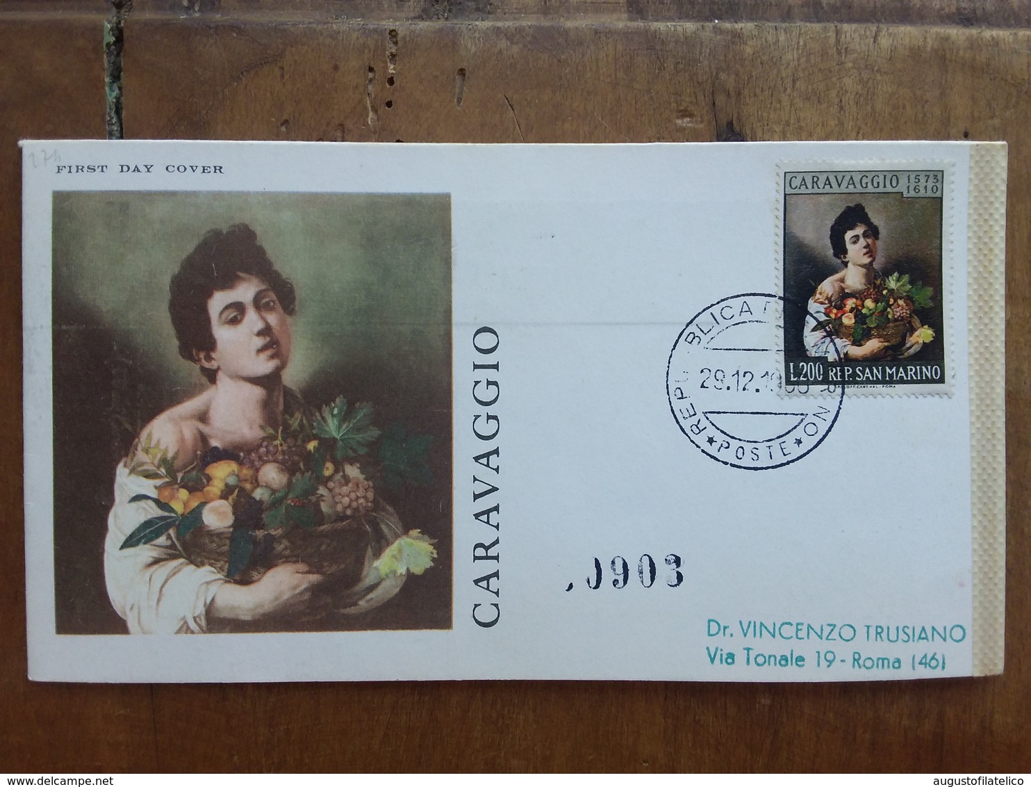 SAN MARINO - Caravaggio 1960 - Viaggiata Con Annullo Arrivo + Spese Postali - FDC
