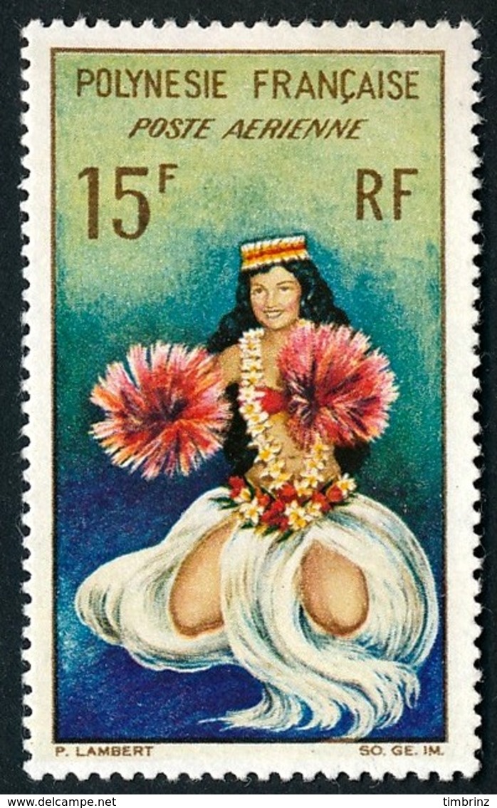 POLYNESIE 1964 - Yv. PA 7 *   Cote= 5,60 EUR - Danseuse Tahitienne  ..Réf.POL23720 - Ungebraucht