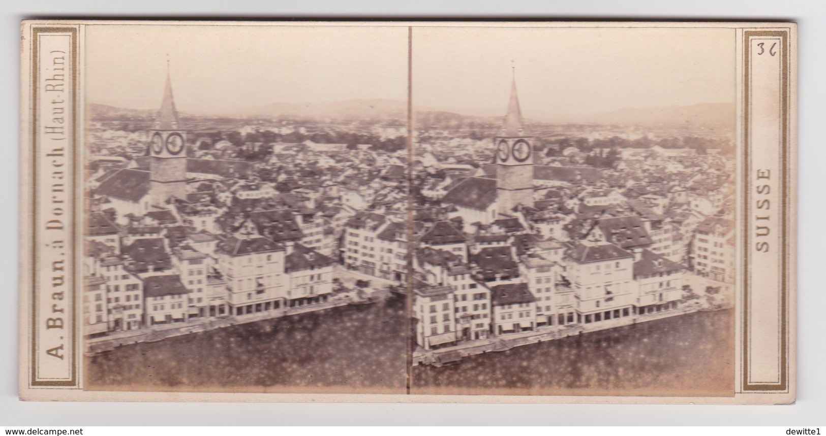 Stereoscopische Kaart.    SUISSE.  Panorama De ZURICH - Cartes Stéréoscopiques