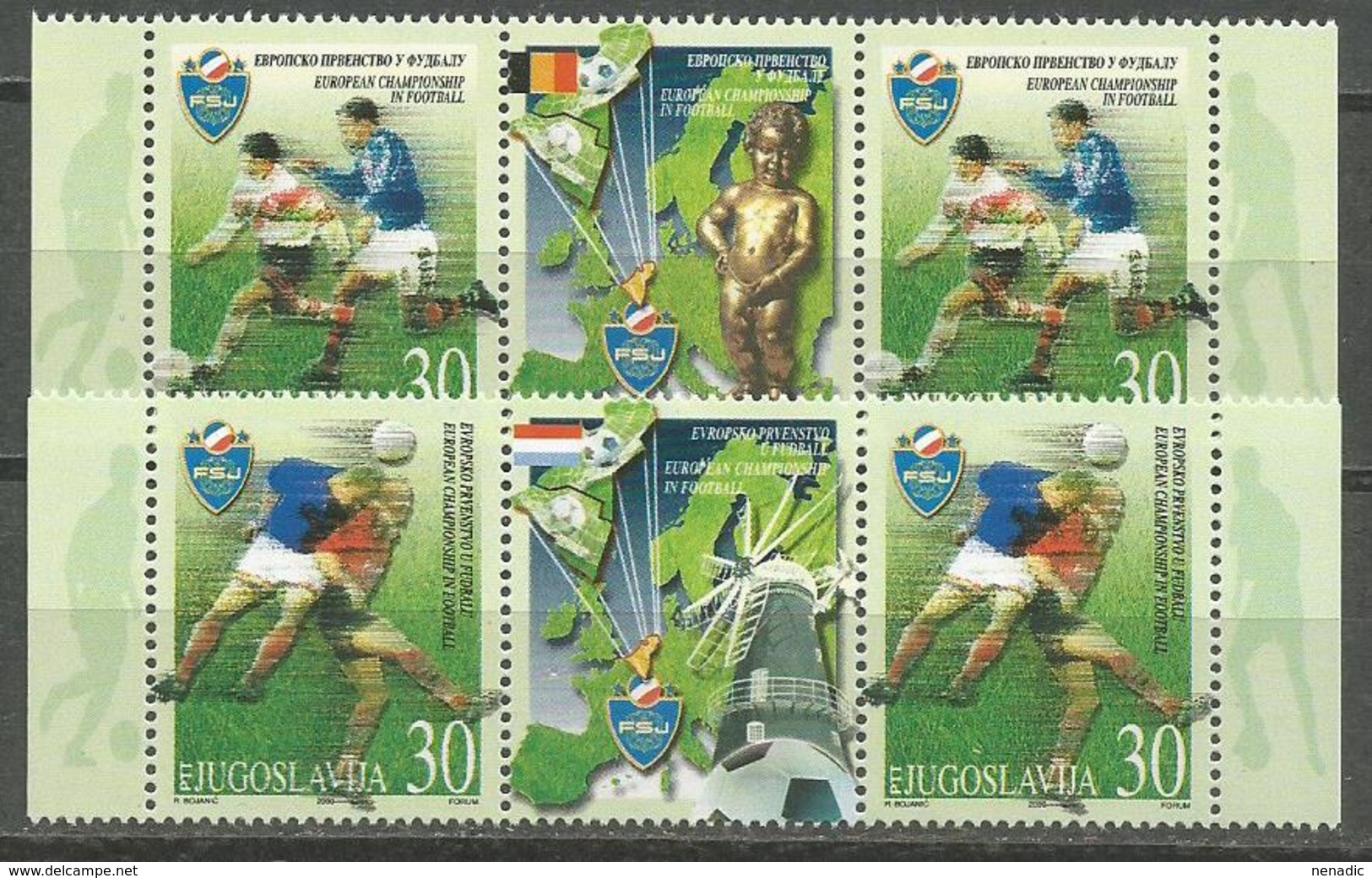 Yugoslavia,European Championship In Football-Belgium & Netherlands 2000.,stamp-vignette-stamp,MNH - Nuovi