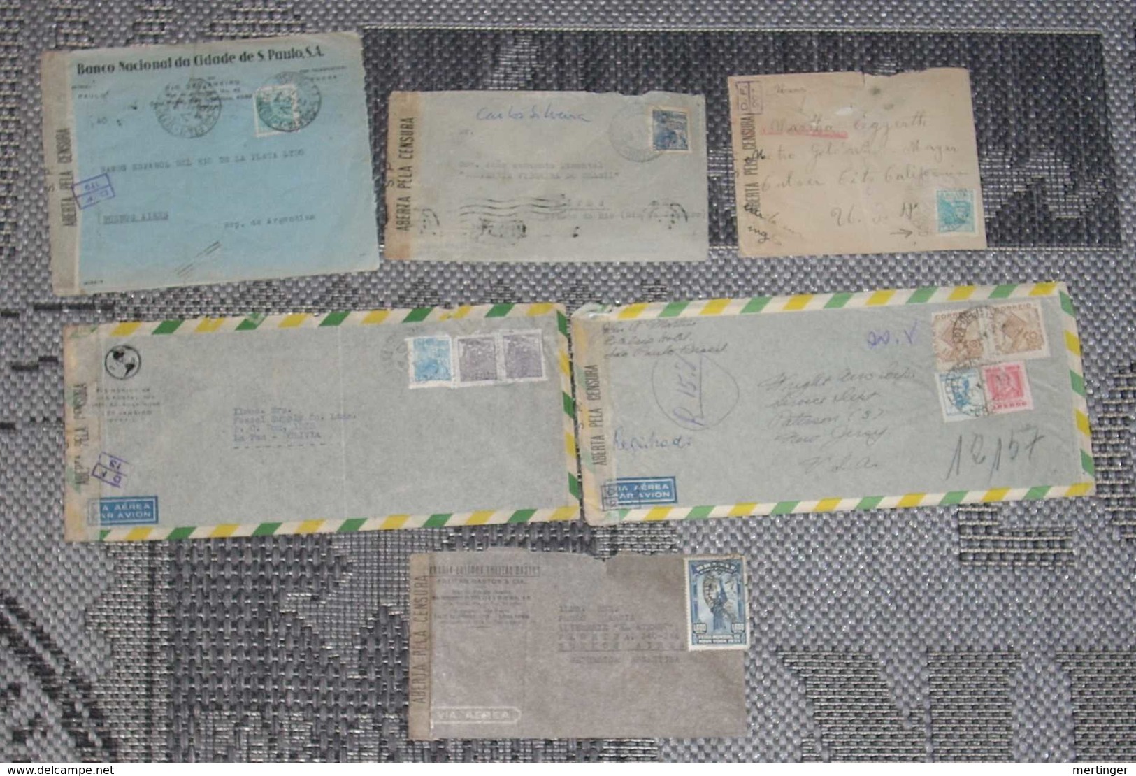 Brazil Brasil 6 Airmail Censor Covers 1943-45 - Collections, Lots & Series