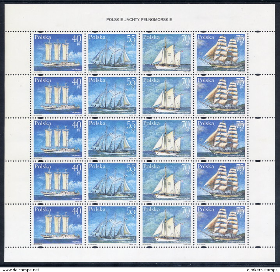 POLAND 1996 Sailing Ships Sheet MNH / **  Michel 3577-80 - Unused Stamps