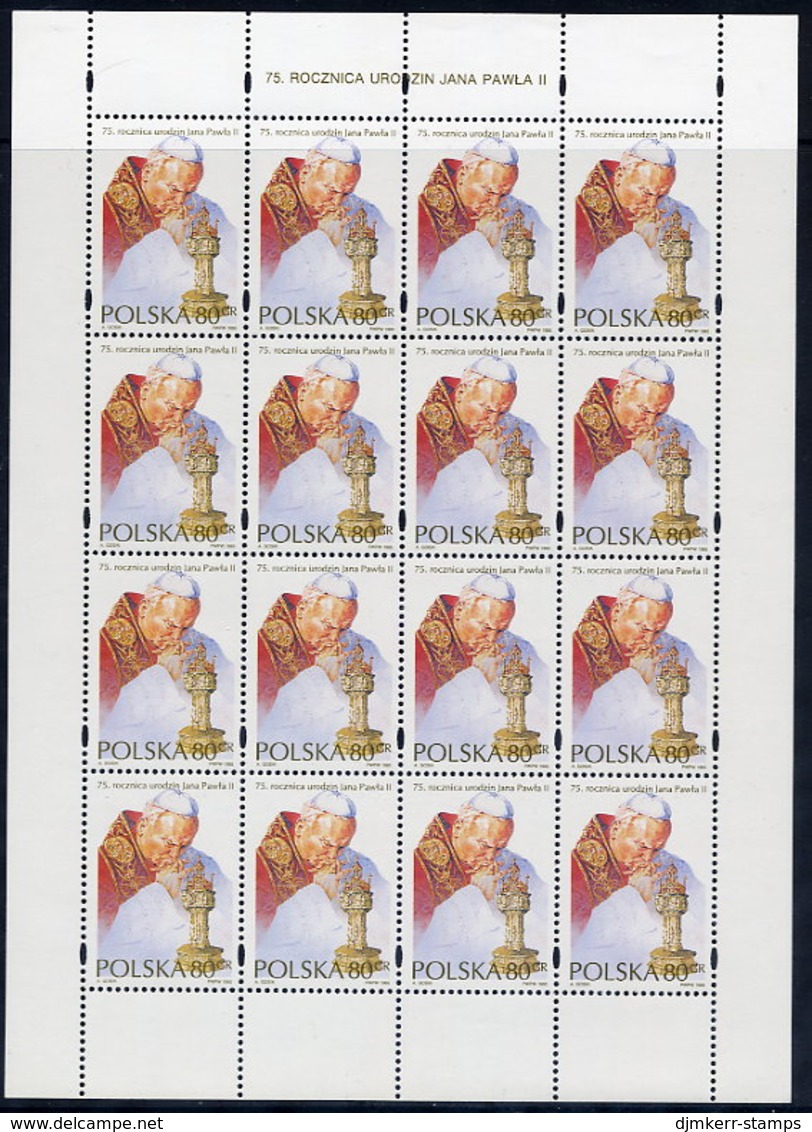 POLAND 1995 Pope John Paul II Sheet MNH / **  Michel 3536 - Unused Stamps