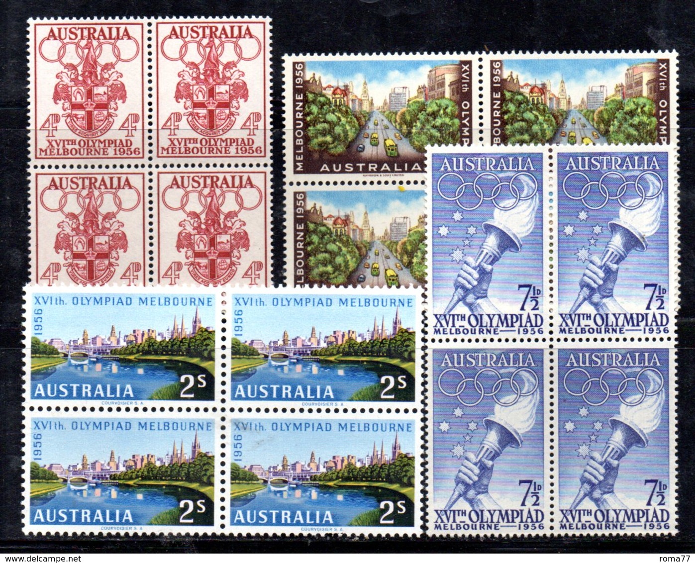 QUS AUSTRALIA 1959 , Serie Yvert N. 231/234  In Fresche Quartine ***  (2380A) . Olimpiadi Di Melbourne - Ungebraucht