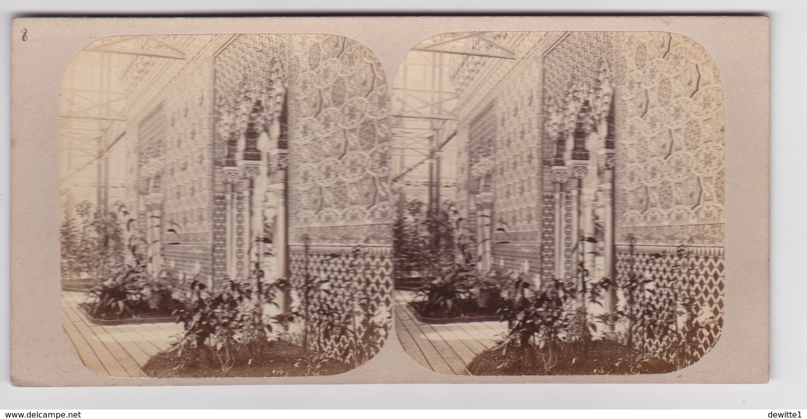 Stereoscopische Kaart. The Chystal Palace Art Union Of 1859.   Entrée Du Palais L'Allambra - Cartes Stéréoscopiques