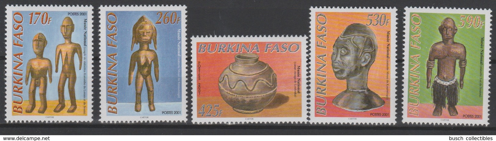 Burkina Faso 2001 Mi. 1830 - 1834 Musée National Museum Nationalmuseum Kunst Art 5 Val. ** - Musea