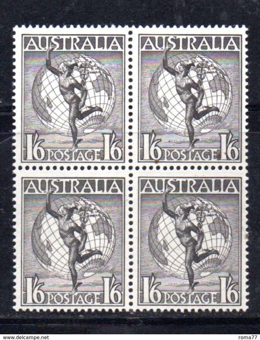 QUS101 - AUSTRALIA 1949 , Posta Aerea Il N. 7  In Fresche Quartine ***  (2380A) . - Mint Stamps