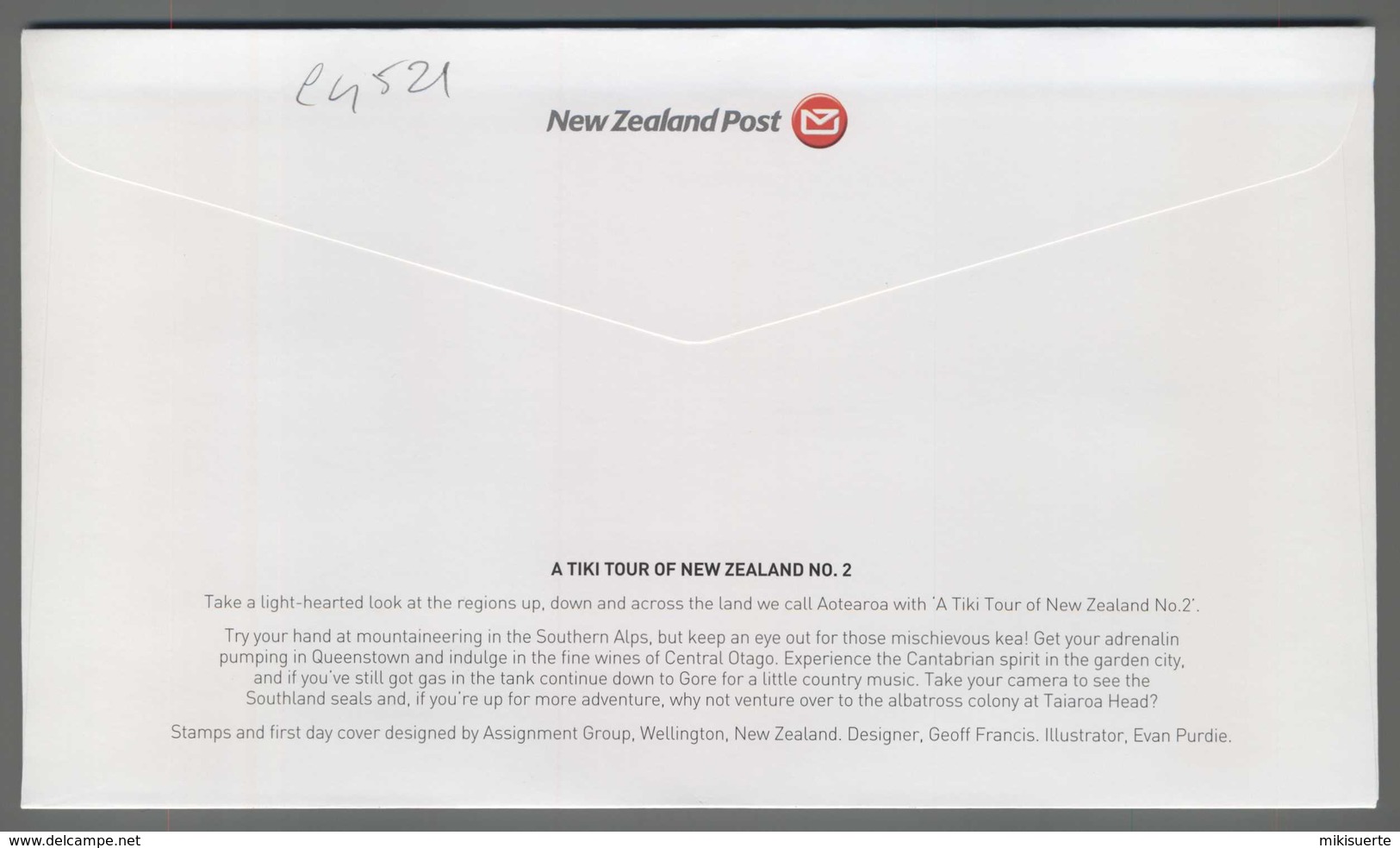 C4521 NEW ZEALAND FDC 2012 A TIKI TOUR OF NEW ZEALAND NO.2 - FDC