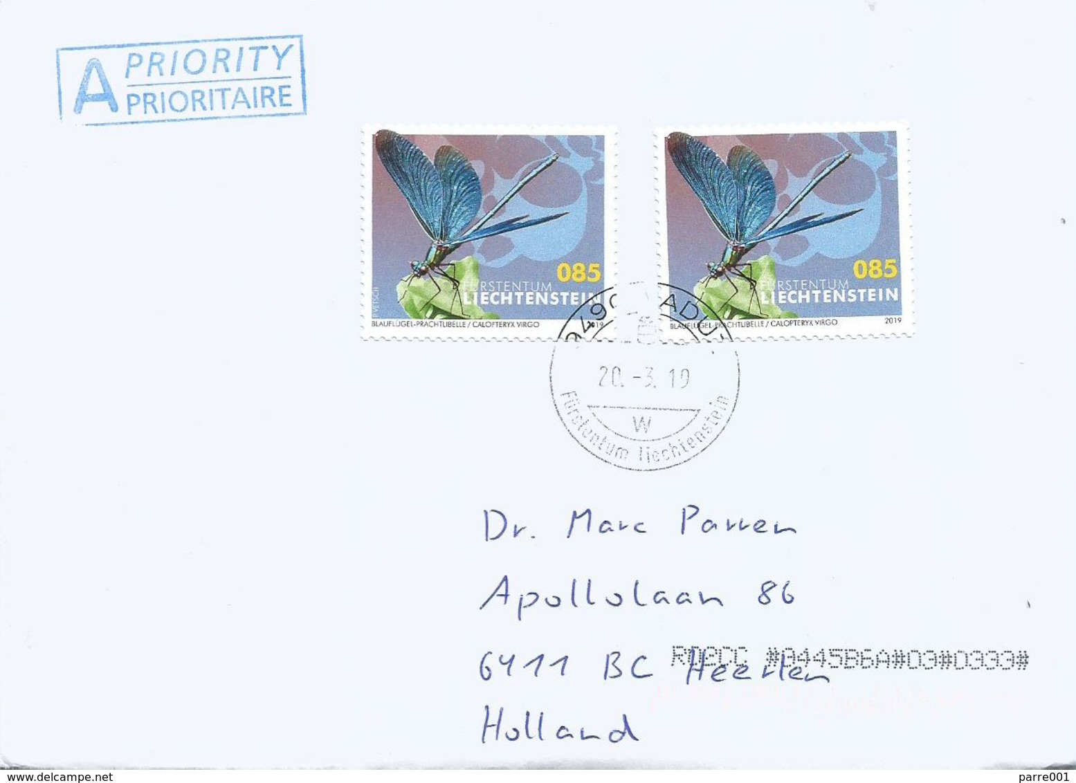 Liechtenstein 2019 Vaduz Banded Demoiselle Damselfly Calopteryx Virgo Insect Cover - Andere & Zonder Classificatie