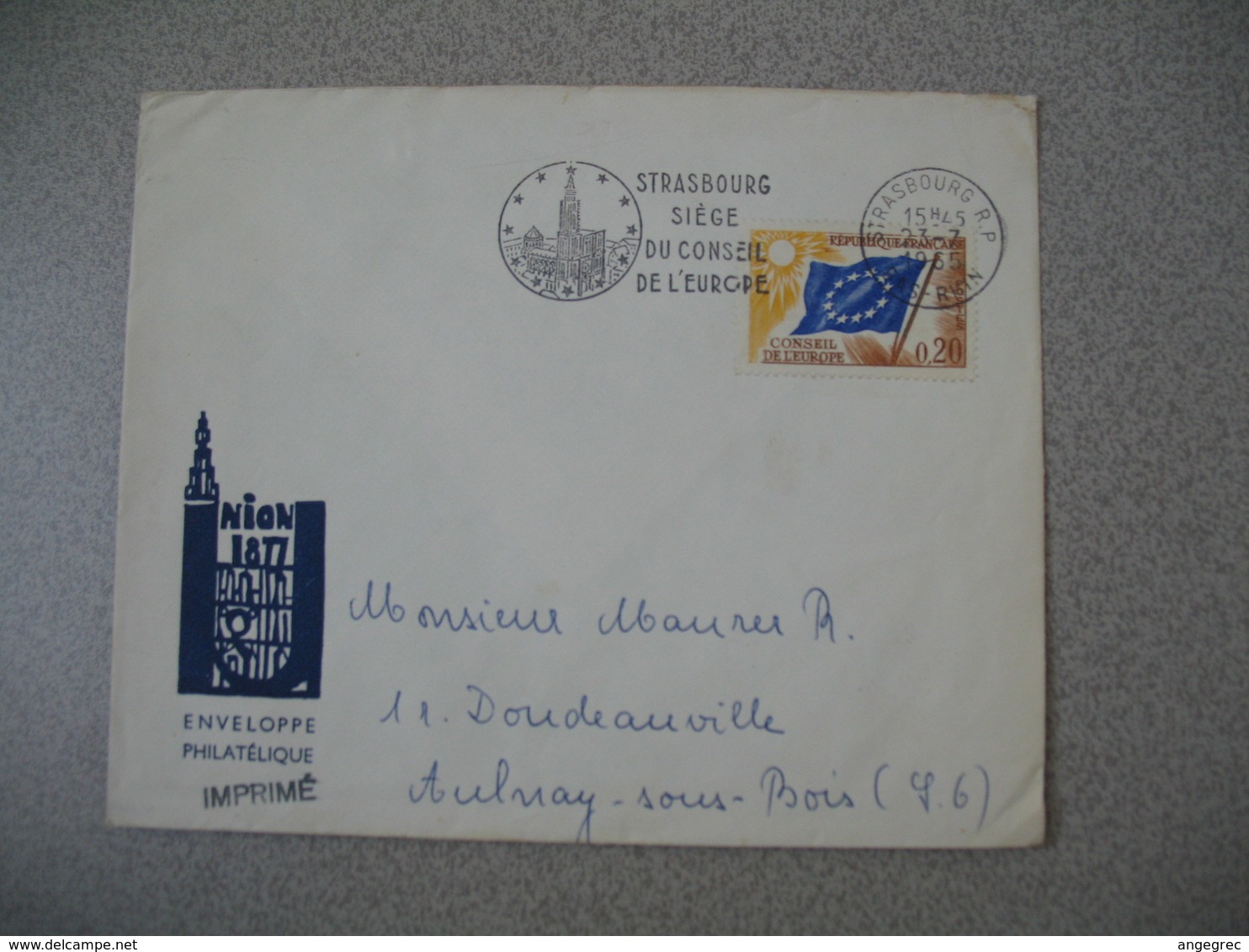 ​Enveloppe 1965 Strasbourg Siège Du Conseil De L'Europe - Lettre De Strasbourg RP Bas -Rhin Pour Aulnay Sous Bois - 1961-....