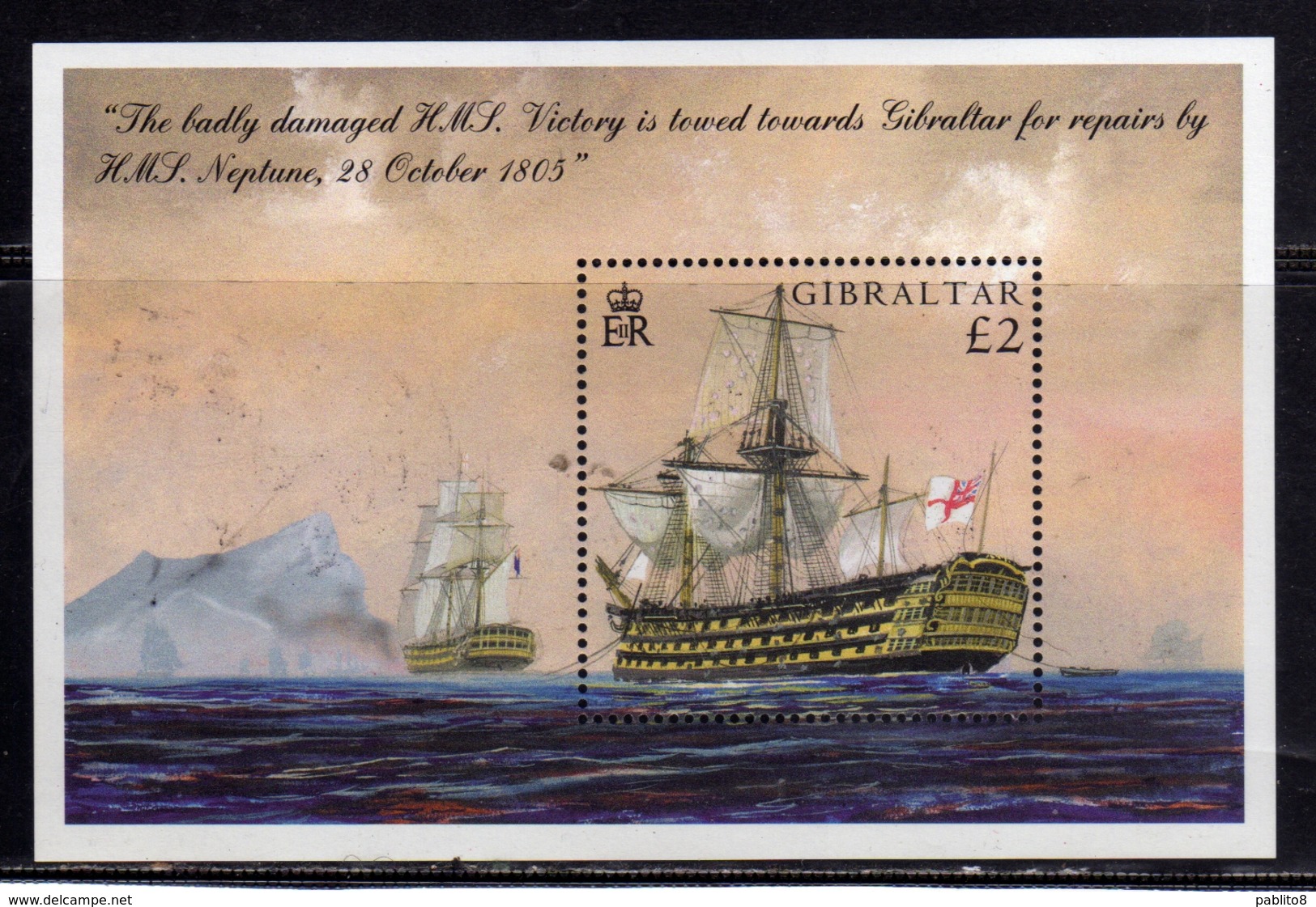 GIBRALTAR GIBILTERRA 2005 VICTORY SHIP ANNIVERSARY OF THE BATTLE OF TRAFALGAR BLOCK SHEET BLOCCO FOGLIETTO BLOC MNH - Gibraltar