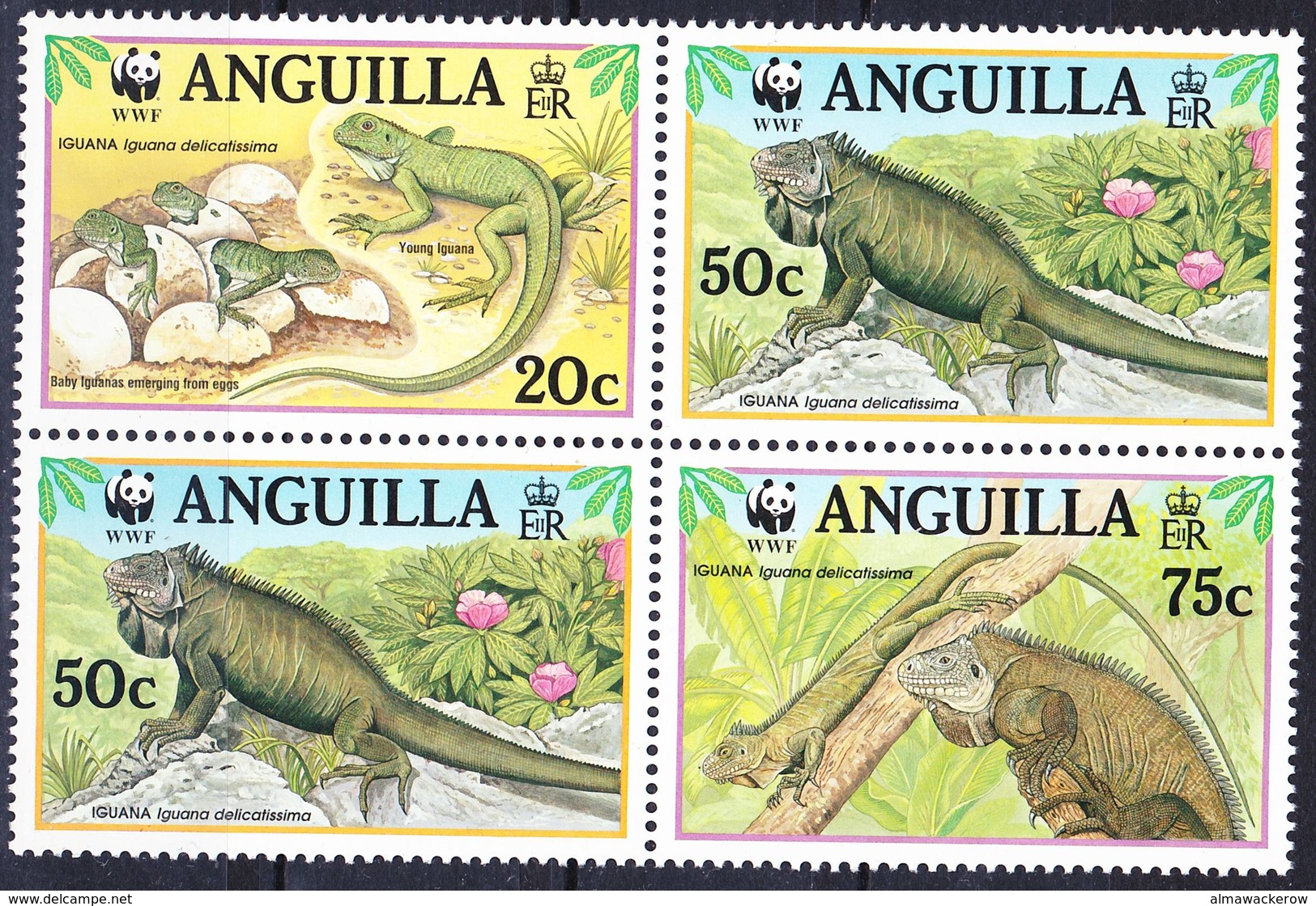 Anguilla 1997 WWF Complete Set Iguana Delicatissima Mi 988-991 Bo4 MNH **, I Sell My Collection! - Anguilla (1968-...)