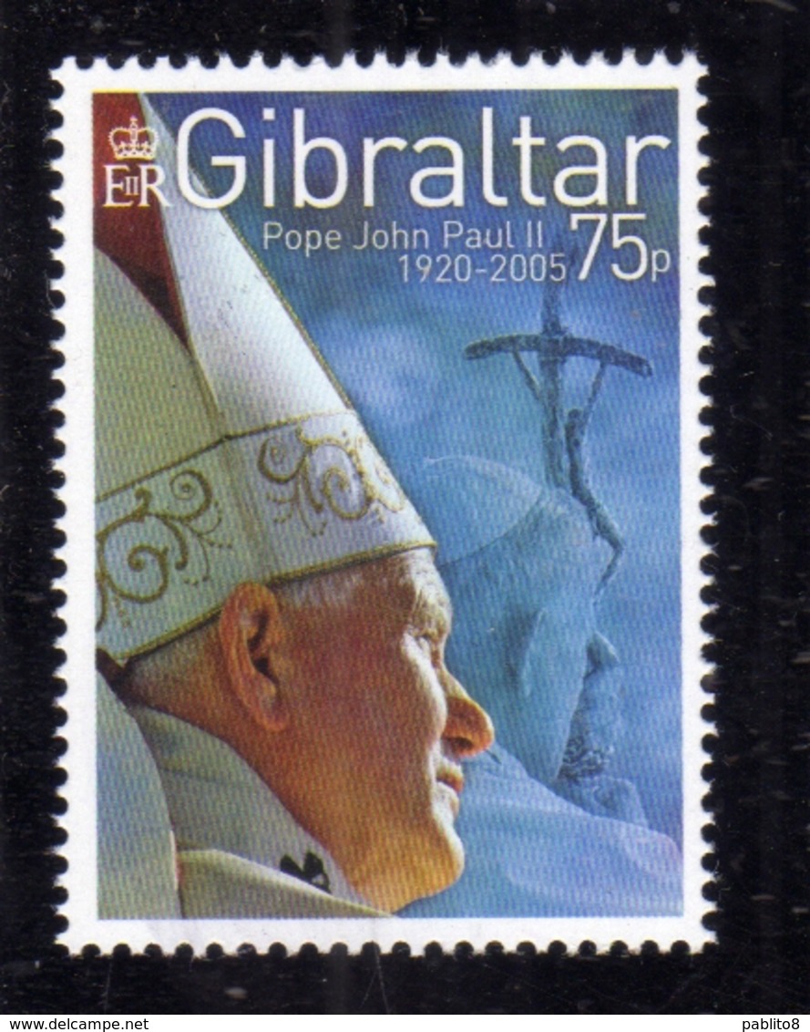 GIBRALTAR GIBILTERRA 2005 DEATH OF POPE JHON PAUL II MORTE DEL PAPA GIOVANNI PAOLO 75p MNH - Gibilterra