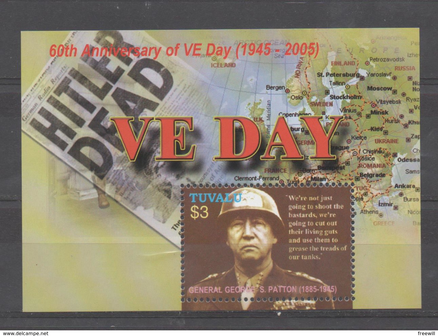 VE- DAY : General Patton - Tuvalu