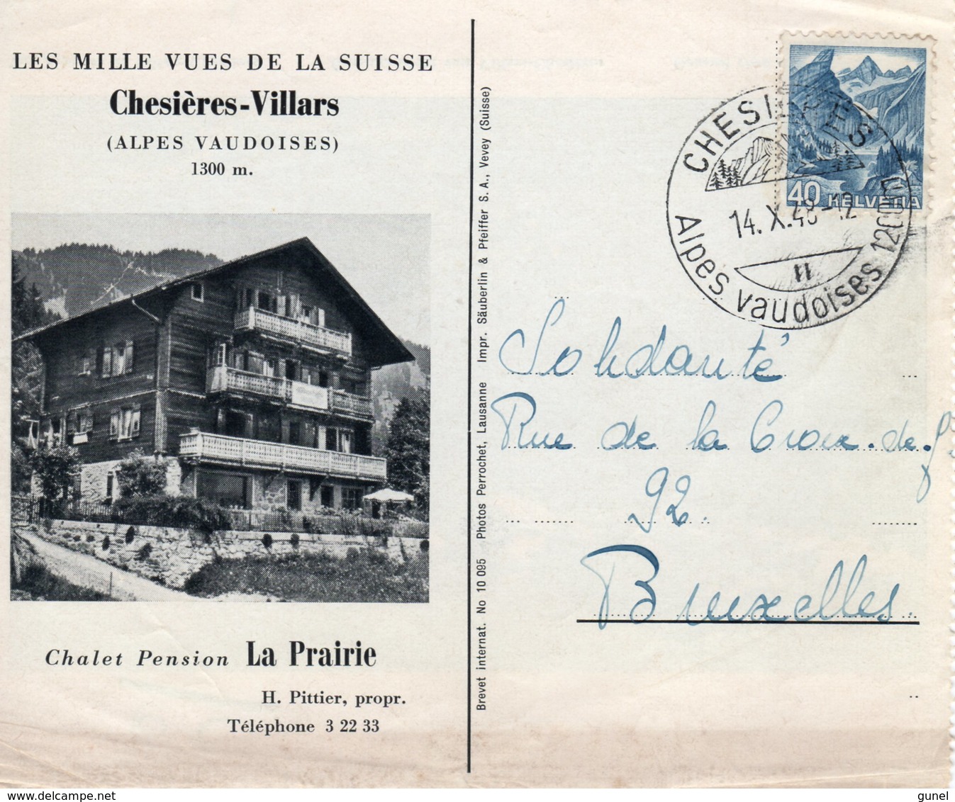 1948  Ansicht Von Chesieres Nach Bruxelles - Poststempel