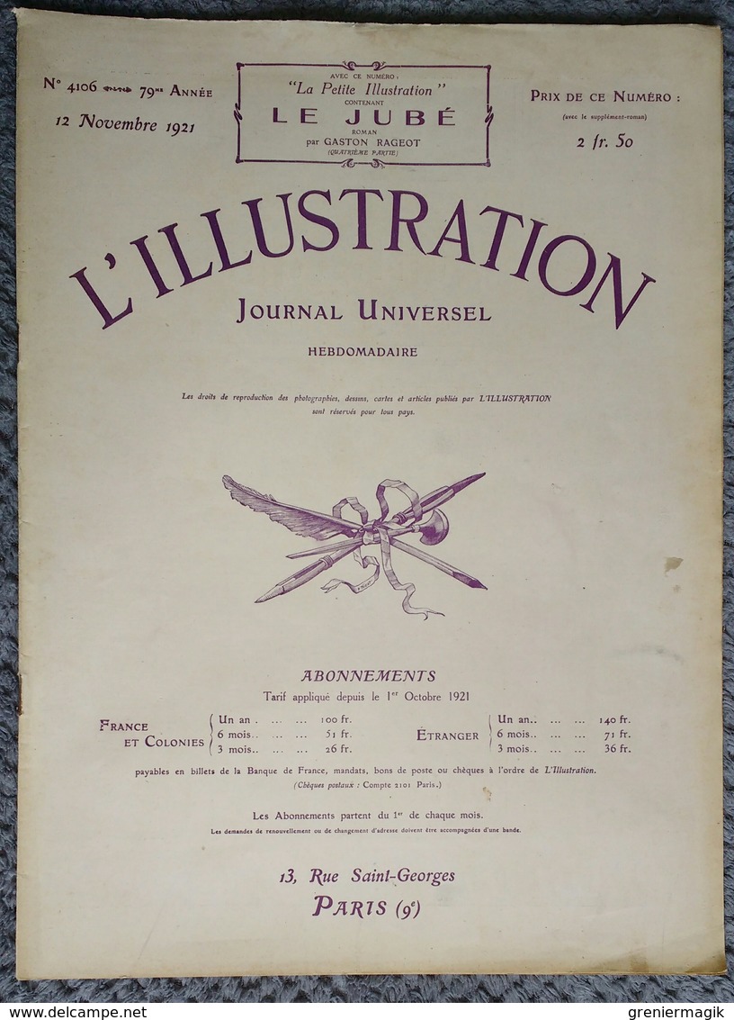 L'Illustration 4106 12 Novembre 1921 Landru/Clément Ader/Charles De Habsbourg/Georges Villa/Rabelais à Montpellier - L'Illustration