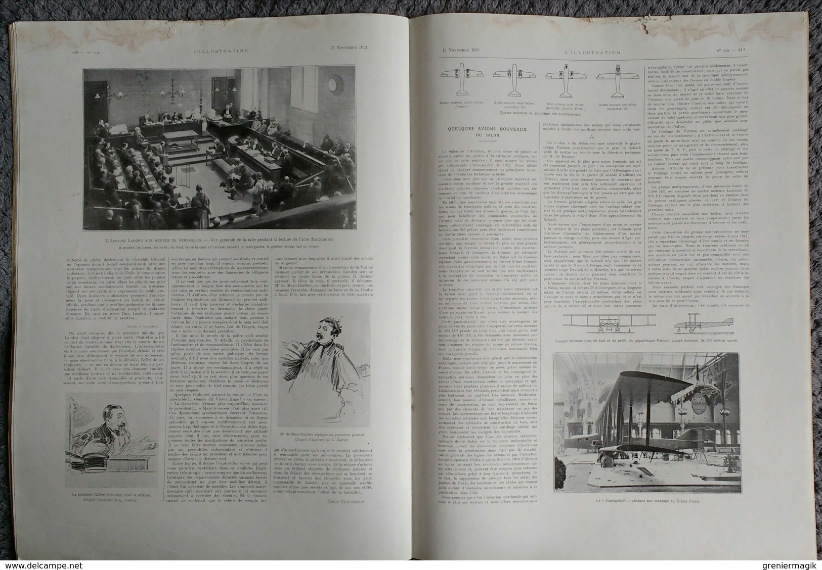 L'Illustration 4106 12 novembre 1921 Landru/Clément Ader/Charles de Habsbourg/Georges Villa/Rabelais à Montpellier