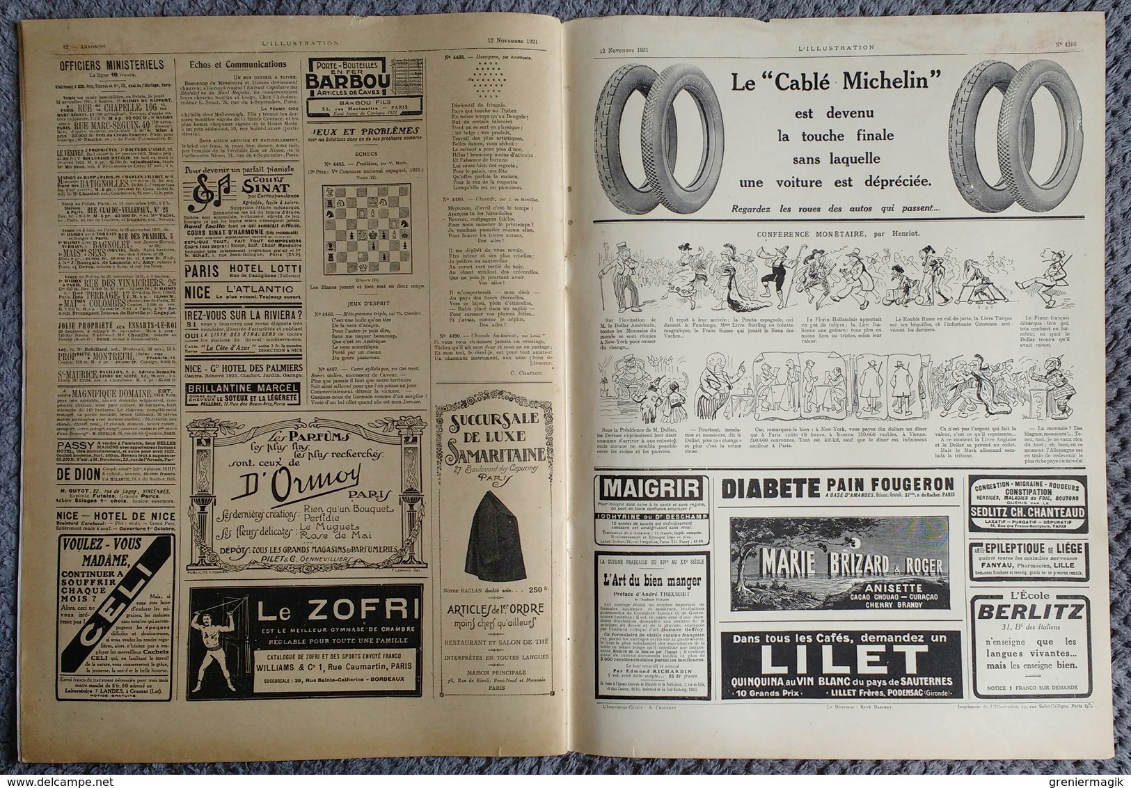 L'Illustration 4106 12 novembre 1921 Landru/Clément Ader/Charles de Habsbourg/Georges Villa/Rabelais à Montpellier