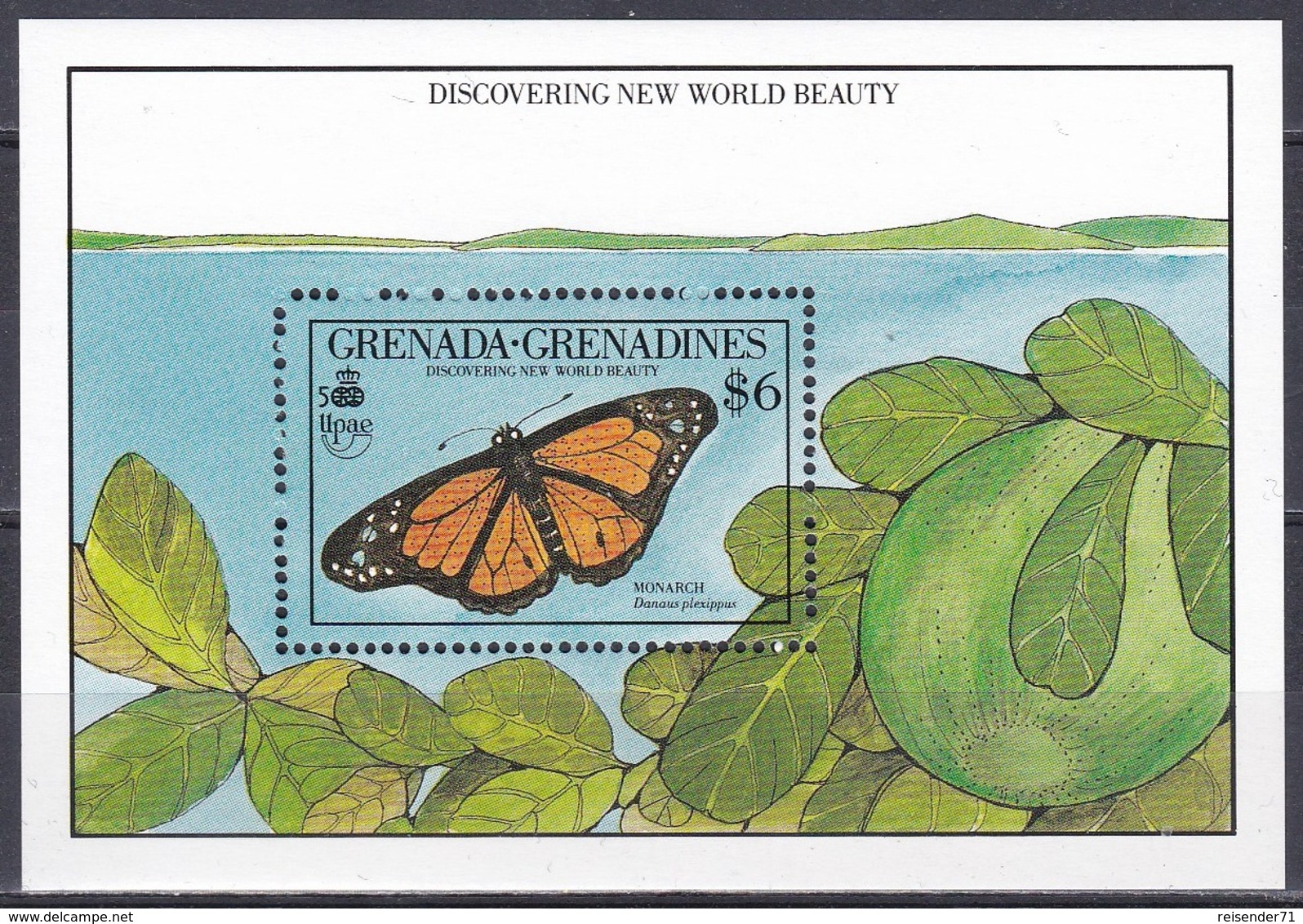 Grenada Grenadinen Grenadines 1990 Tiere Fauna Animals Schmetterlinge Butterflies Papillion Mariposa Farfalle, Bl. 188** - Grenada (1974-...)