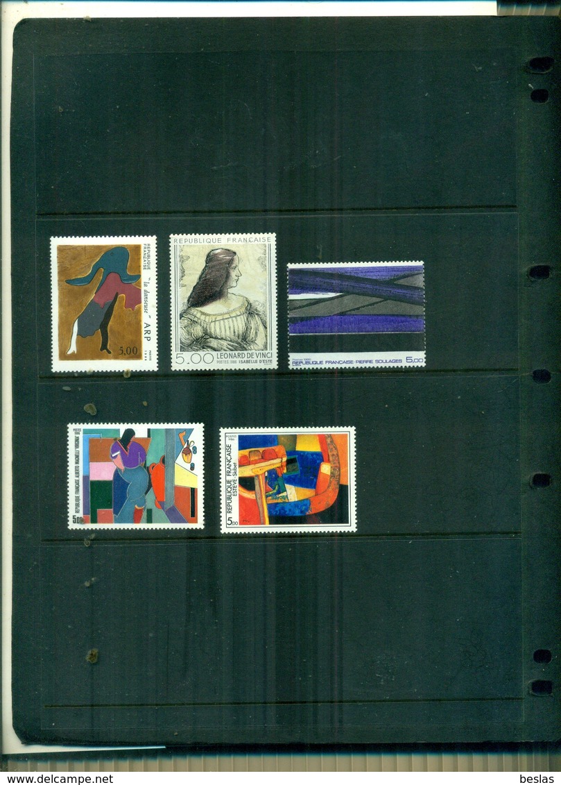 FRANCE ART TABLEAU DE J.ARP - LEONARDO-SOULAGES-MAGNELLI-ESTEVE 5 VAL NEUFS A PARTIR DE 1.25 EUROS - Neufs