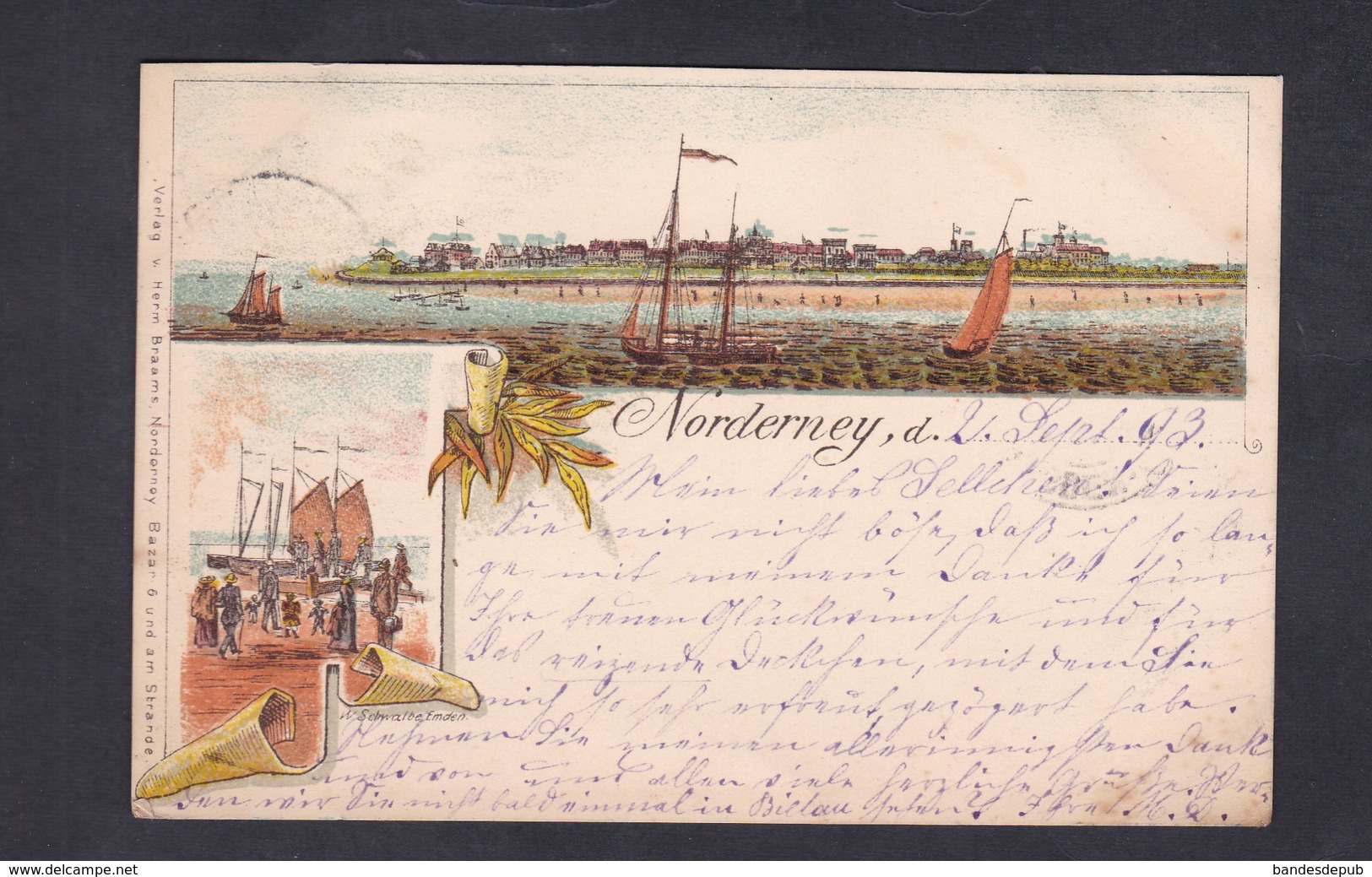 AK Type Gruss Aus ... Nordeney Chromo Lithographie ( Aurich  Bateau Ile ) - Norderney