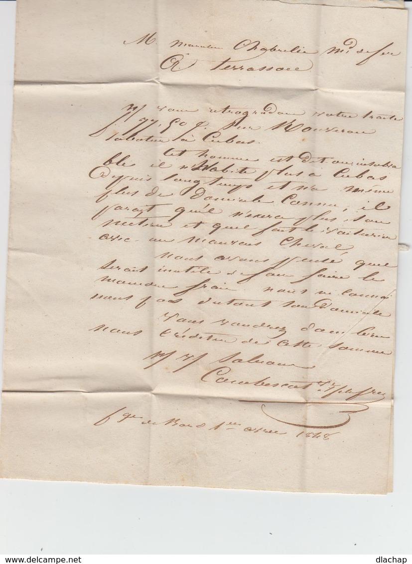 Sur LAC Grand CAD Exideuil 1878. Taxe Manuscrite. Cachet C Dans Cercle. Destination: Terrasson. (2039x) - 1801-1848: Précurseurs XIX