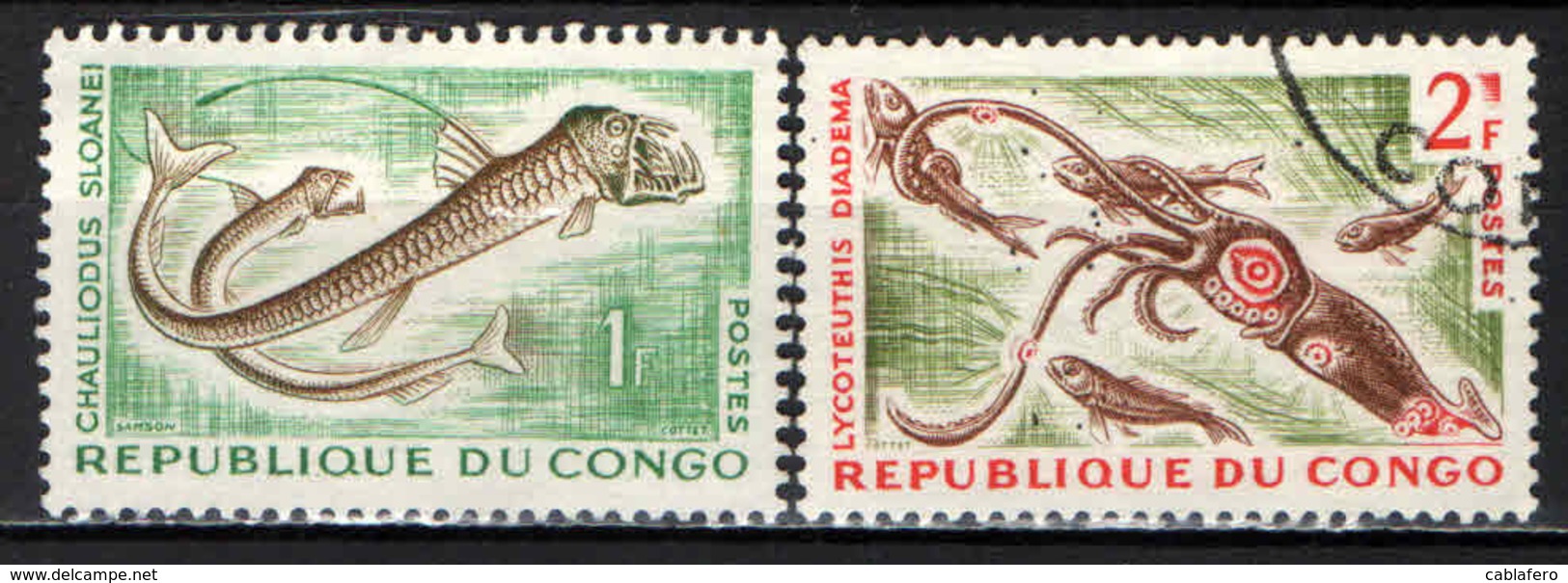 CONGO BRAZZAVILLE - 1964 - MARINE LIFE - USATI - Usati
