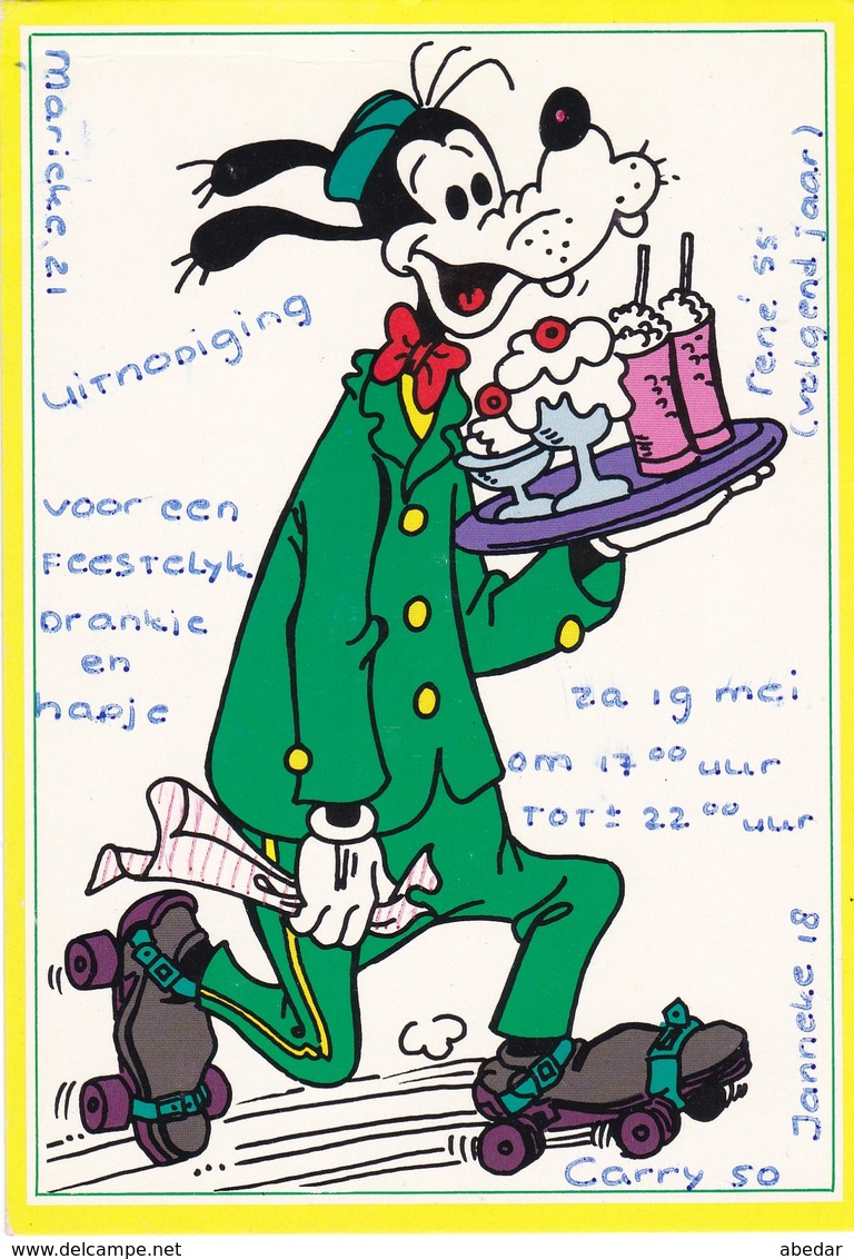 WALT DISNEY  Donald Duck  Goofy Old Postcard  1990 - Disneyland