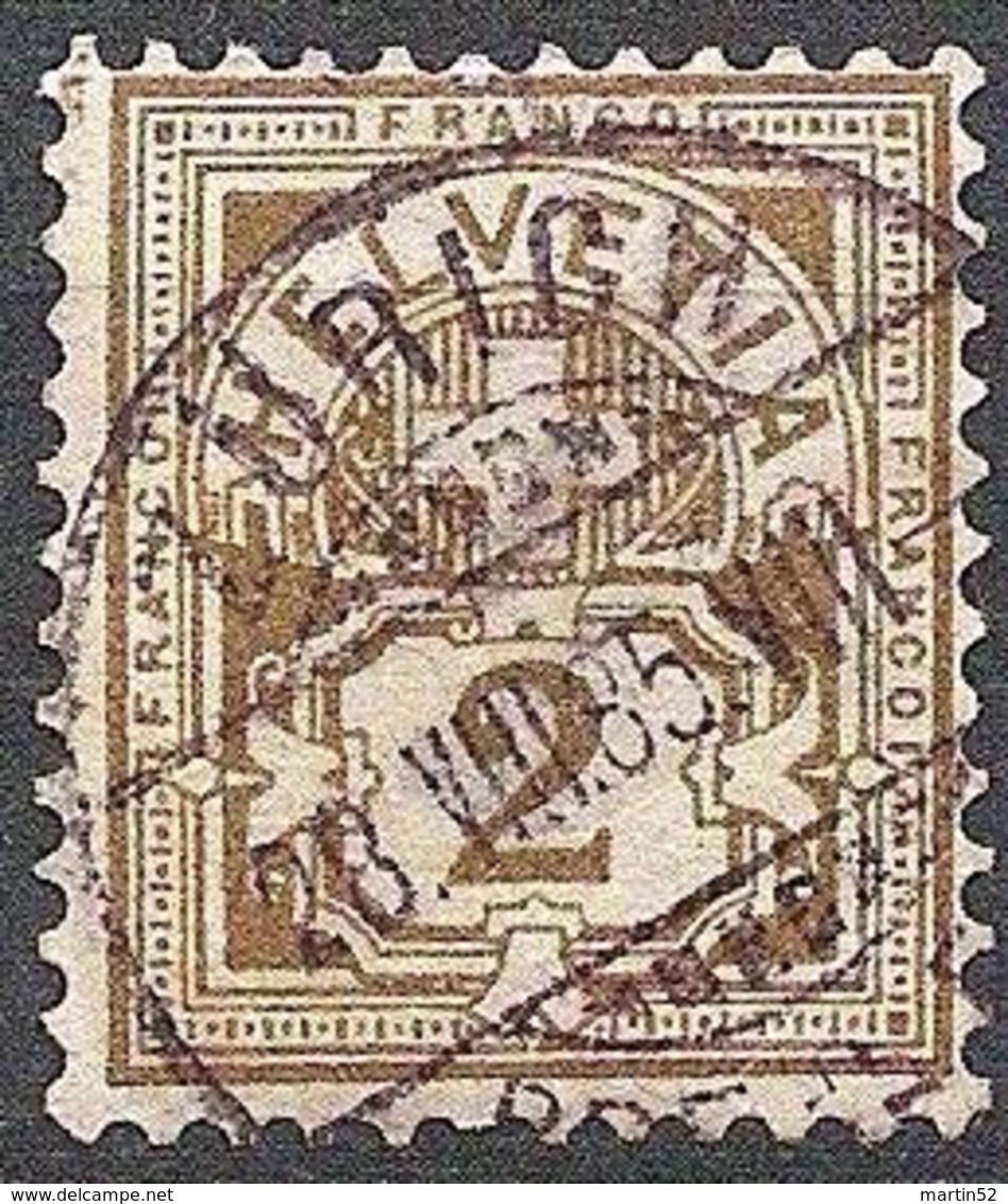 Schweiz Suisse 1882: Faser-papier Melée Zu 58A Mi 50X Yv 63 - 2c Oliv Mit O ZÜRICH 28.VIII.85 (Zu CHF 5.00) - Used Stamps