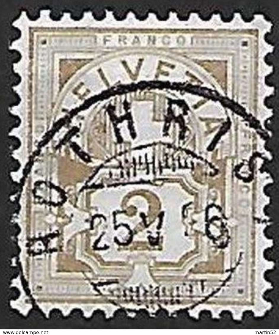 Schweiz Suisse 1882: Faser-papier Melée Zu 58A Mi 50X Yv 63 - 2c Oliv Mit Voll-o ROTHRIST 25.V.86 (Zu CHF 5.00) - Oblitérés