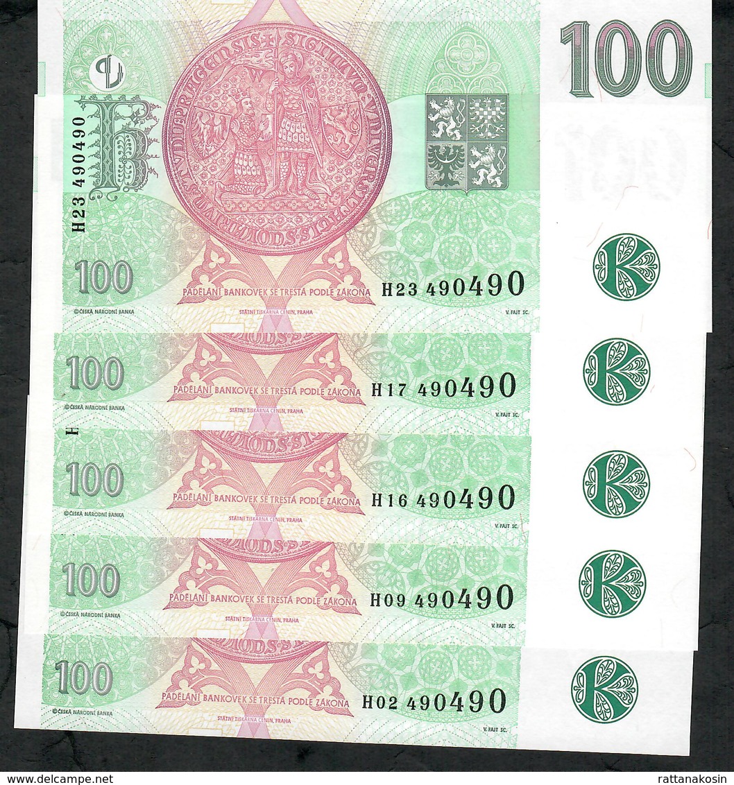 CZECH REPUBLIC RARE MATCHED REPEATED X 5 PCS P18 100 KCS 1997 ALL #490490 (H02/H09/H16/H17/H23)   UNC. - Tchéquie