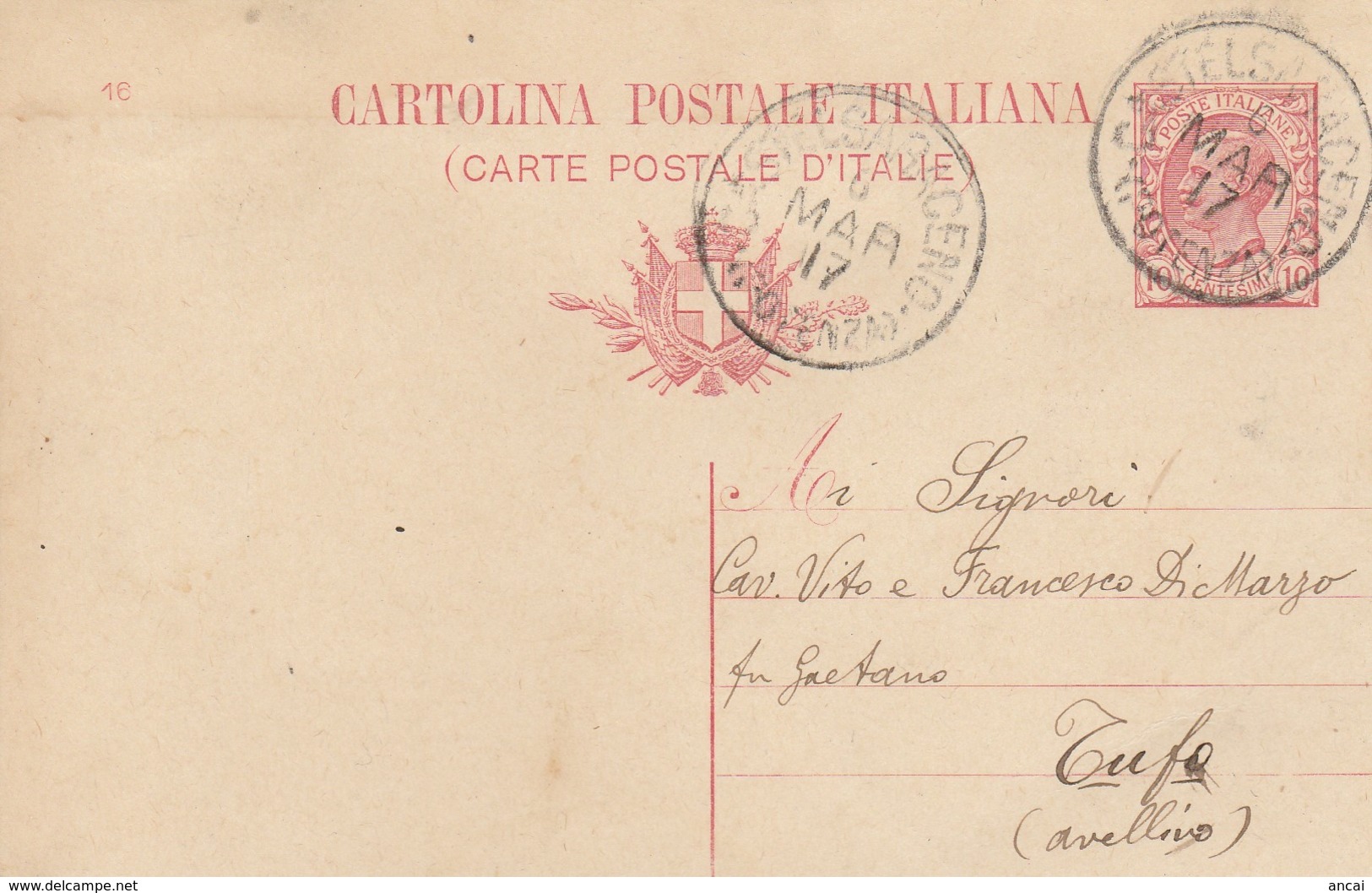 Castelsaraceno. 1917. Annullo Grande Cerchio CASTELSARACENO (POTENZA), Su Cartolina Postale Con Testo - Storia Postale
