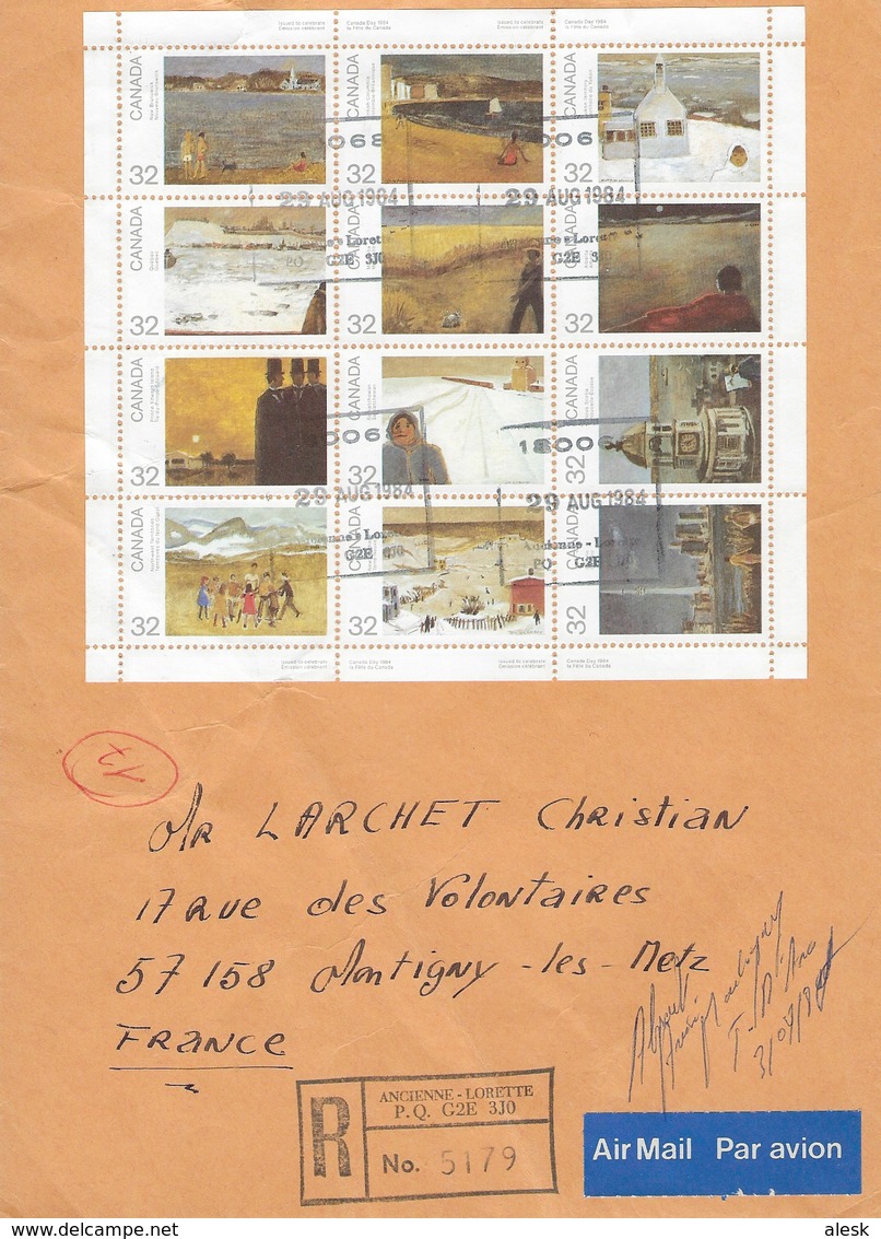 CANADA - Lettre Recommandée Feuillet Série 874 à 885 - L'Ancienne-Lorette 29 Août 1984 - Lettres & Documents