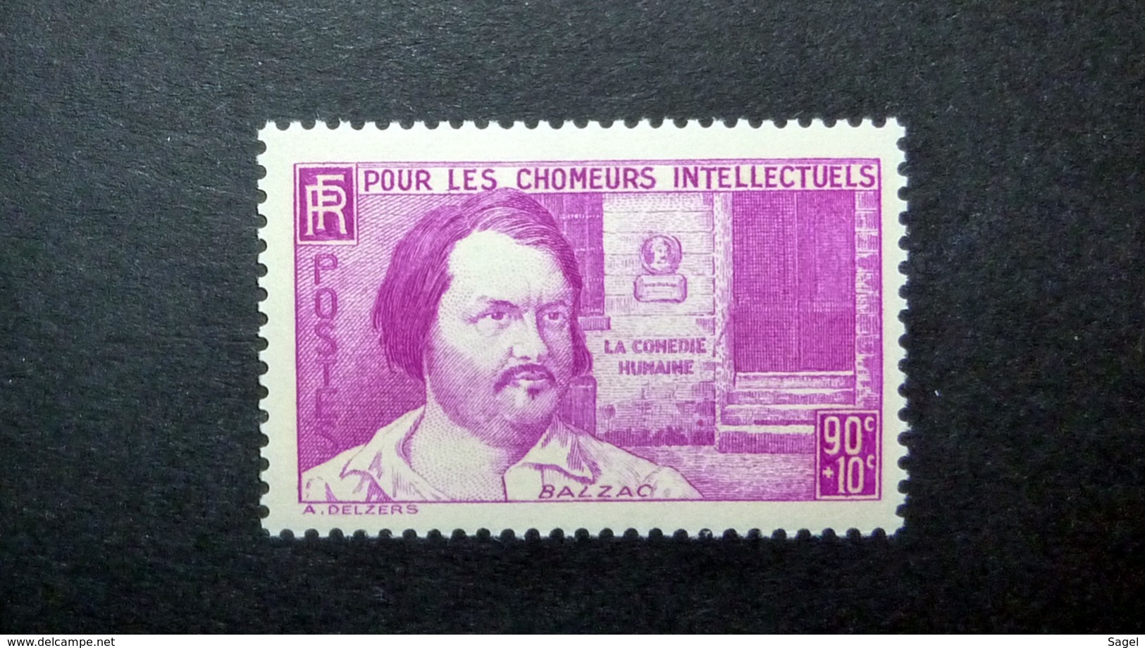 FRANCE 1939 N°438 ** (POUR LES CHÔMEURS INTELLECTUELS 5ÈME SÉRIE. BALZAC. 90C + 10C LILAS-ROSE) - Neufs